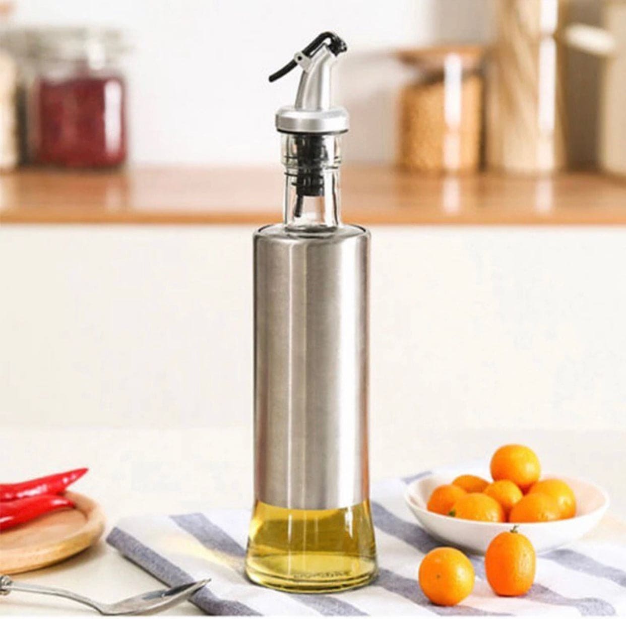 Glass Steel Oil Bottle, Leak Proof Soy Sauce Vinegar Dispenser, Kitchen Cooking Tool, Oil Pourer Bottle For Cooking, Large-capacity Automatically Open ABS Olive Oil Glass Bottle Glass Steel Oil Bottle, Leak Proof Soy Sauce Vinegar Dispenser, Kitchen Cooking Tool, Oil Pourer Bottle For Cooking, Large-capacity Automatically Open ABS Olive Oil Glass Bottle
